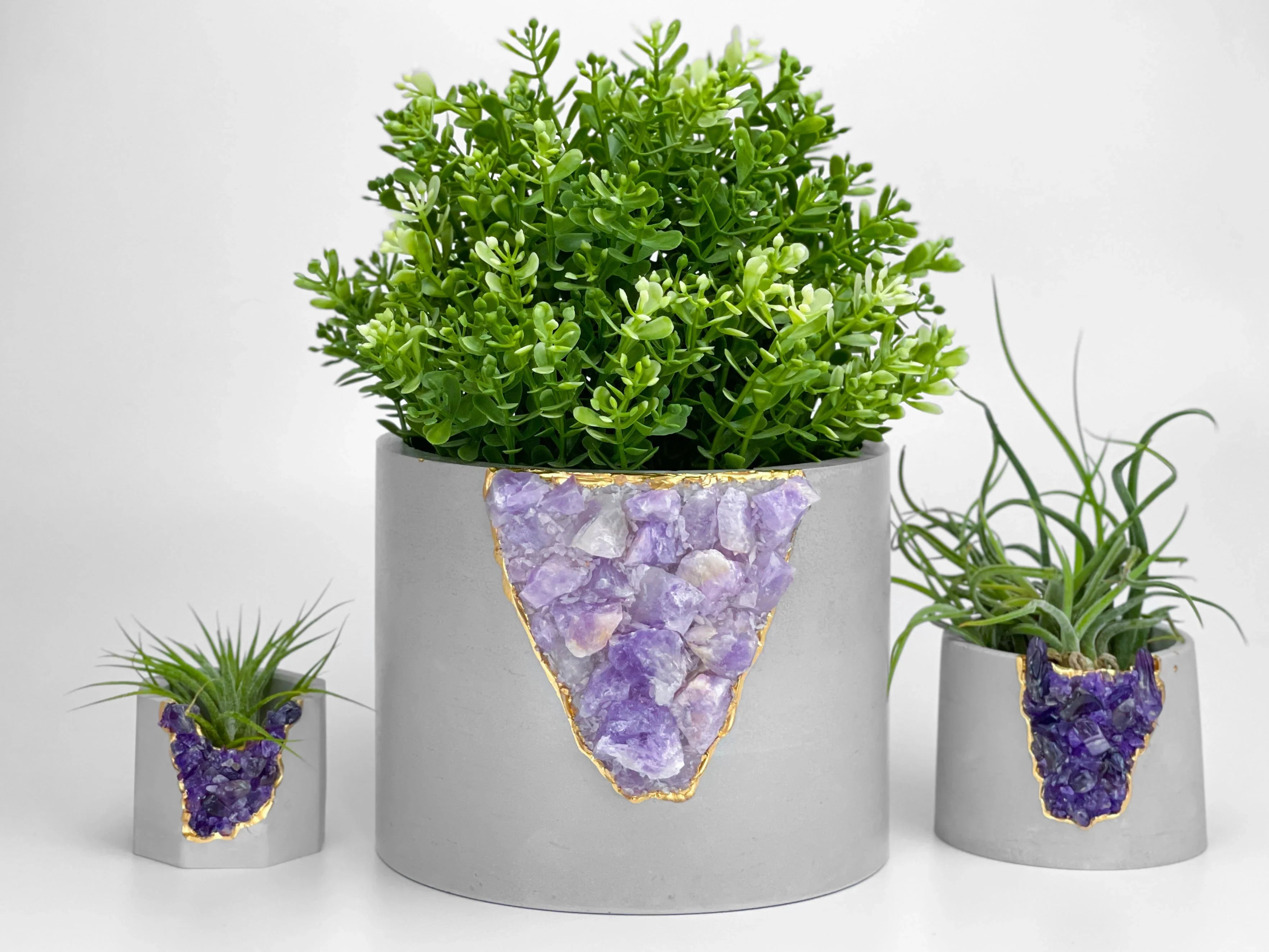 Amethyst Glass Inch Planter for Plants and Flowers, back view - House Of Avana