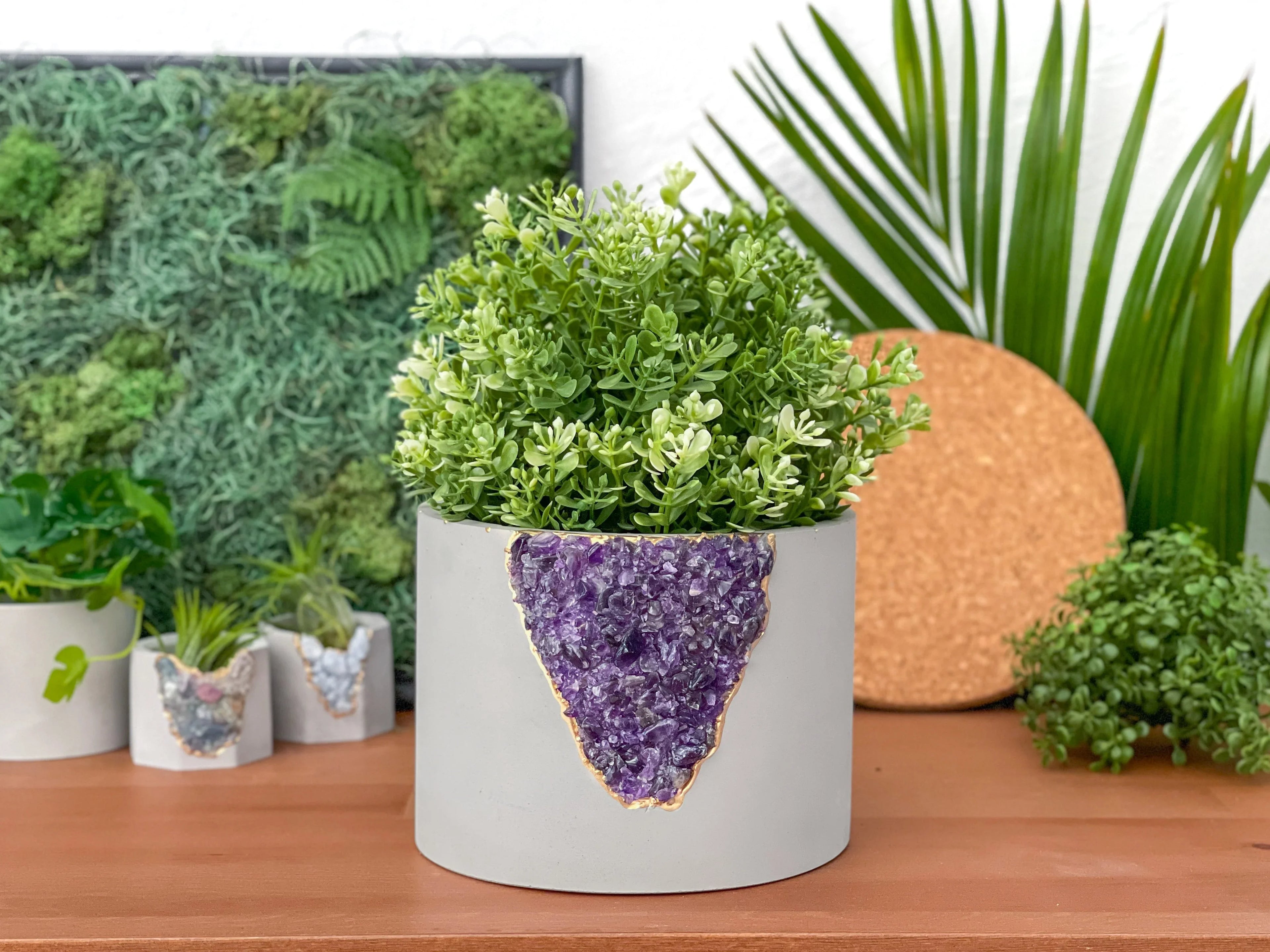 Purple amethyst planter, 6 inch ceramic container - House of Avana