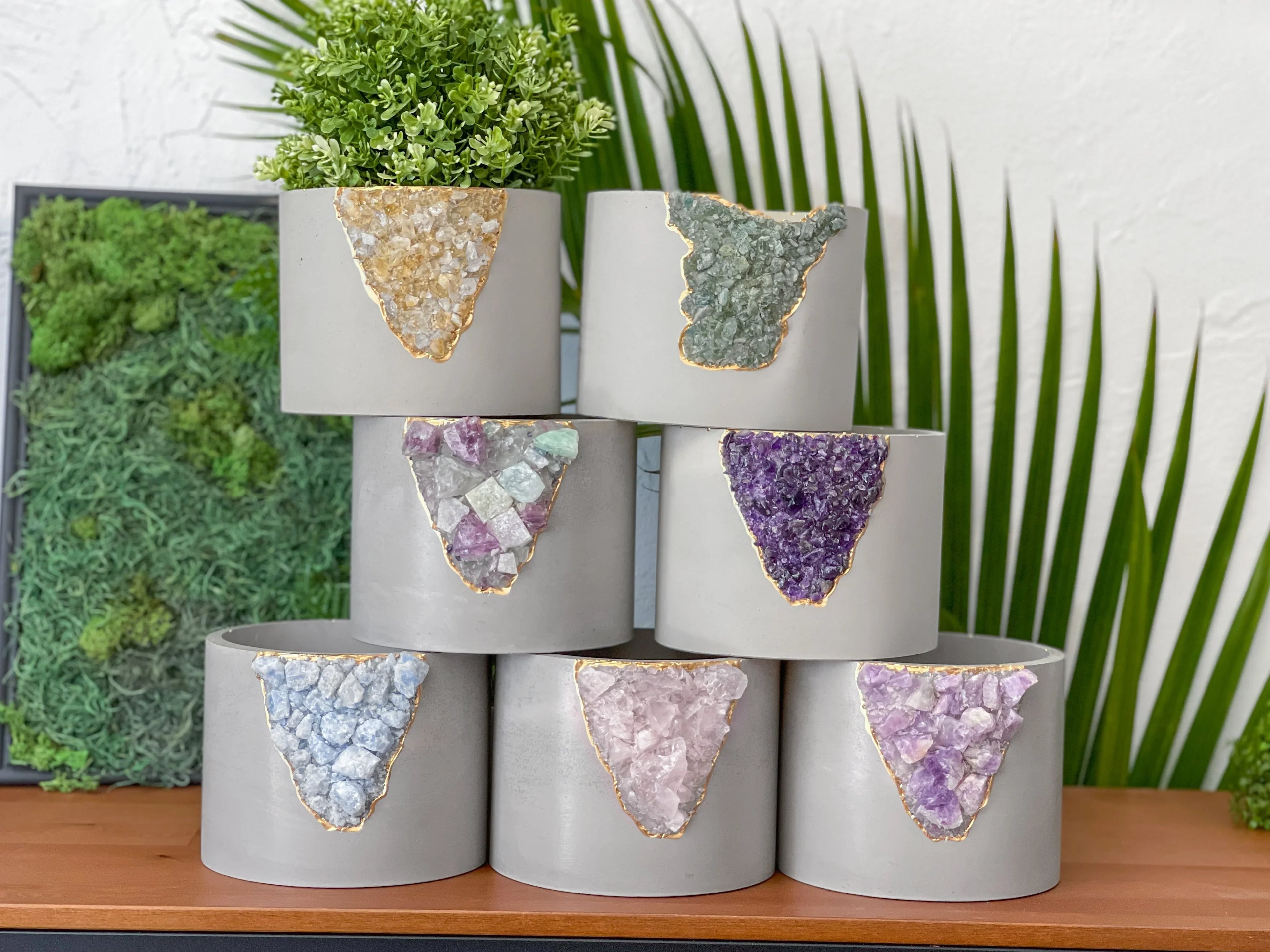 Purple amethyst planter, 6" glass decorative vase - House of Avana