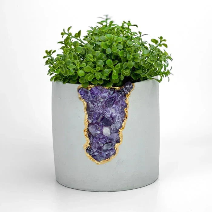 Amethyst Purple Glass Layer Aura Planter, back view - House Of Avana