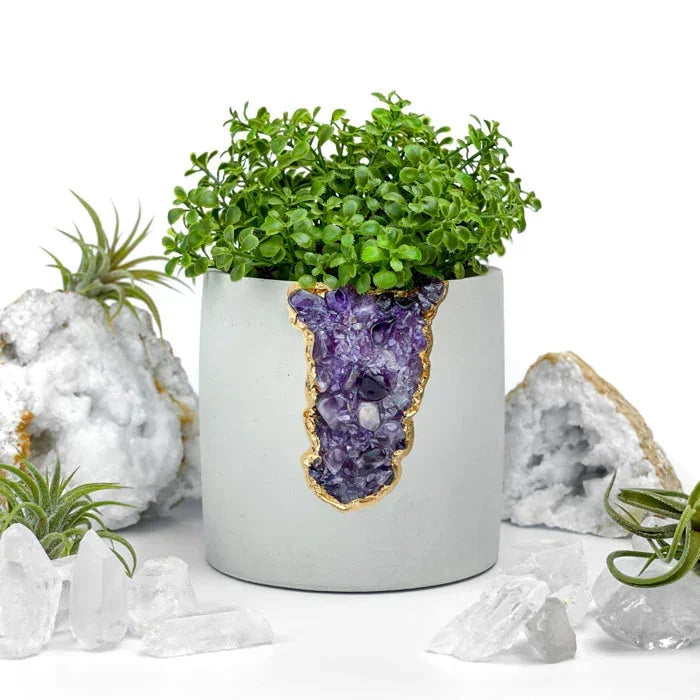 Amethyst Purple Glass Layer Aura Planter, detail shot - House Of Avana