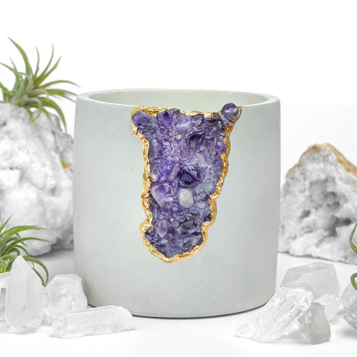 Amethyst Purple Glass Layer Aura Planter, lifestyle image - House Of Avana