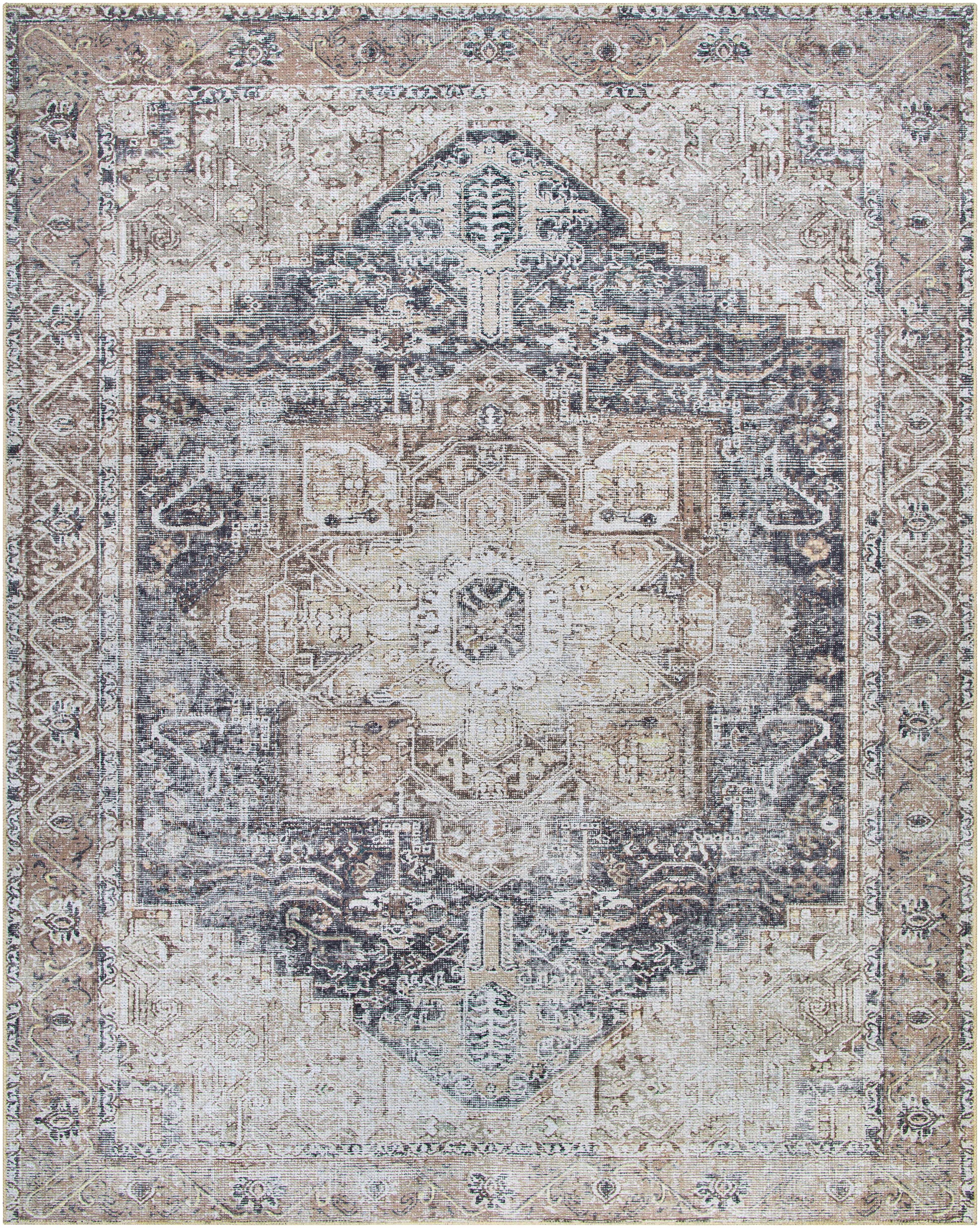 Beige Rosman Washable Area Rug Hauteloom