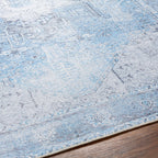 Aqua Rosman Washable Area Rug Hauteloom