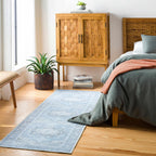 Aqua Rosman Washable Area Rug Hauteloom