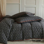 Anaya Rose French Vintage Bedding Set / Black + Brown, detail shot - House Of Avana
