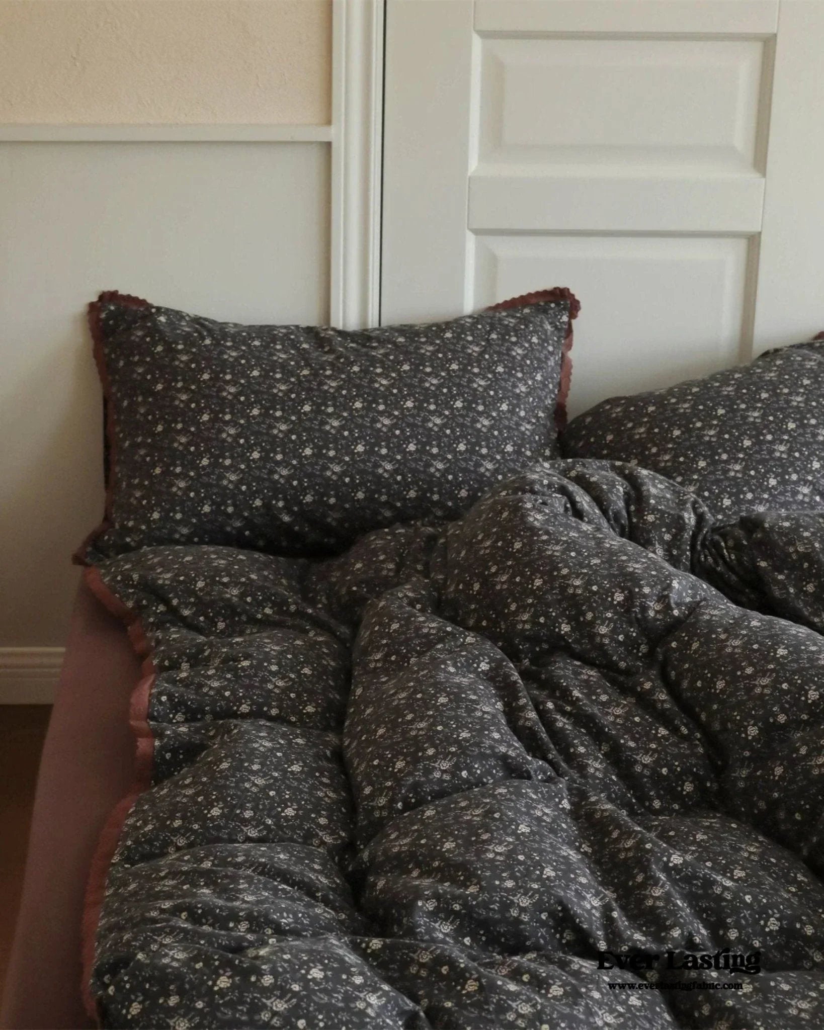 Anaya Rose French Vintage Bedding Set / Black + Brown, lifestyle image - House Of Avana