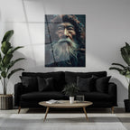 Ancient Wisdom Portrait Uv Glass Wall Art – Mystical Elder with Deep Gaze-kafcd072, lifestyle image - House Of Avana