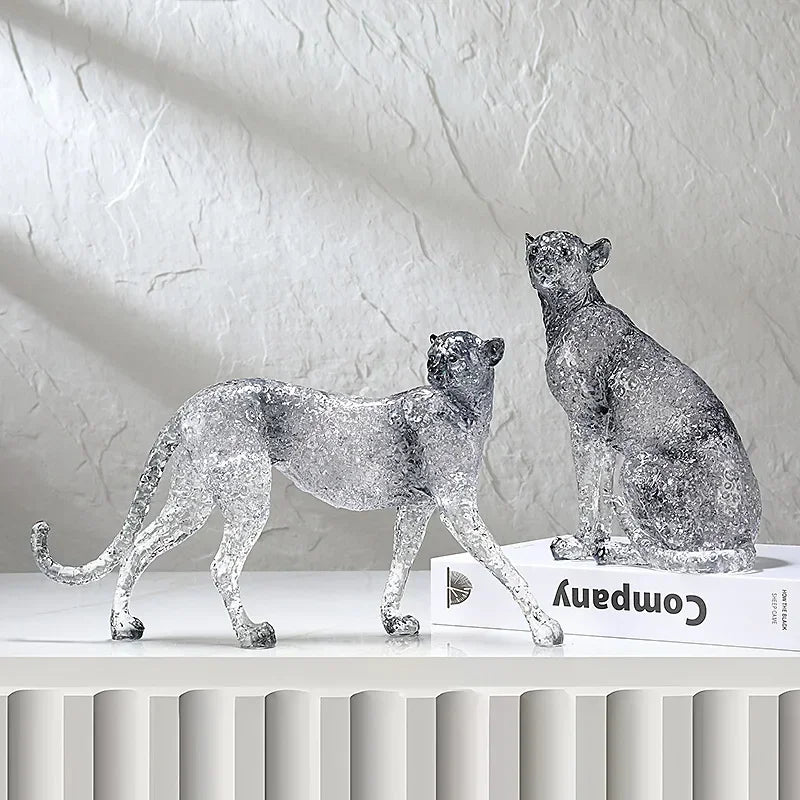 Animal Sculpture - Golden Leopard Ornament, back view - House Of Avana