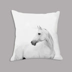White plush horse cushion, soft decorative pillow, embroidered design - House of Avana