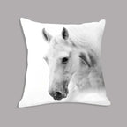 White plush horse cushion, soft decorative pillow, embroidered design - House of Avana