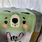 Animals In Boxes Multi Knitted Cotton Baby Blanket PushpLinen