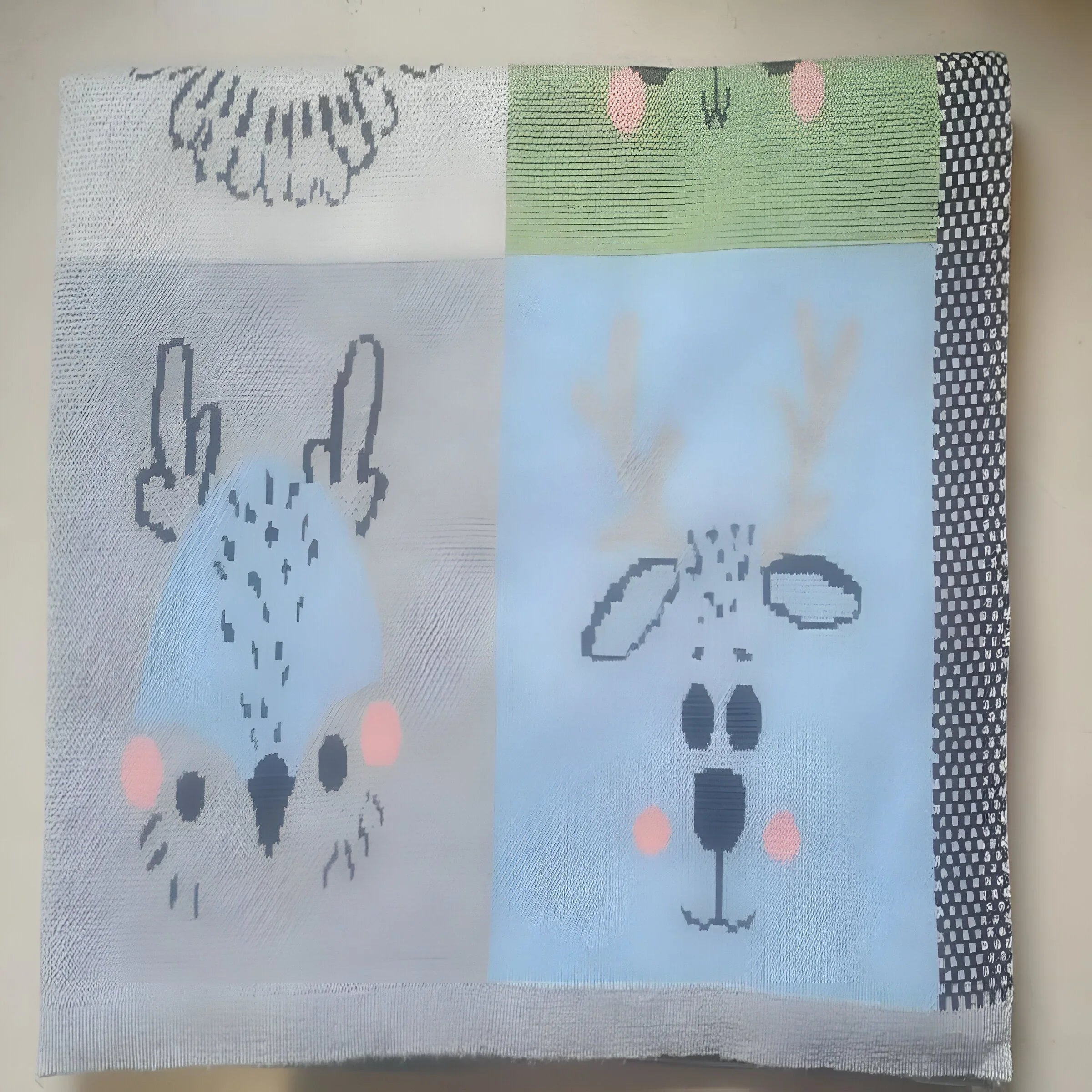 Animals In Boxes Multi Knitted Cotton Baby Blanket PushpLinen