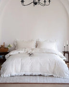 Annie Lace Ruffle Floral Bedding Set / Cream Blue, product packaging - House Of Avana
