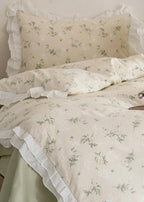 Annie Lace Ruffle Floral Bedding Set / Cream Blue, alternate view - House Of Avana