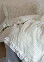 Annie Lace Ruffle Floral Bedding Set / Cream Blue, alternate view - House Of Avana