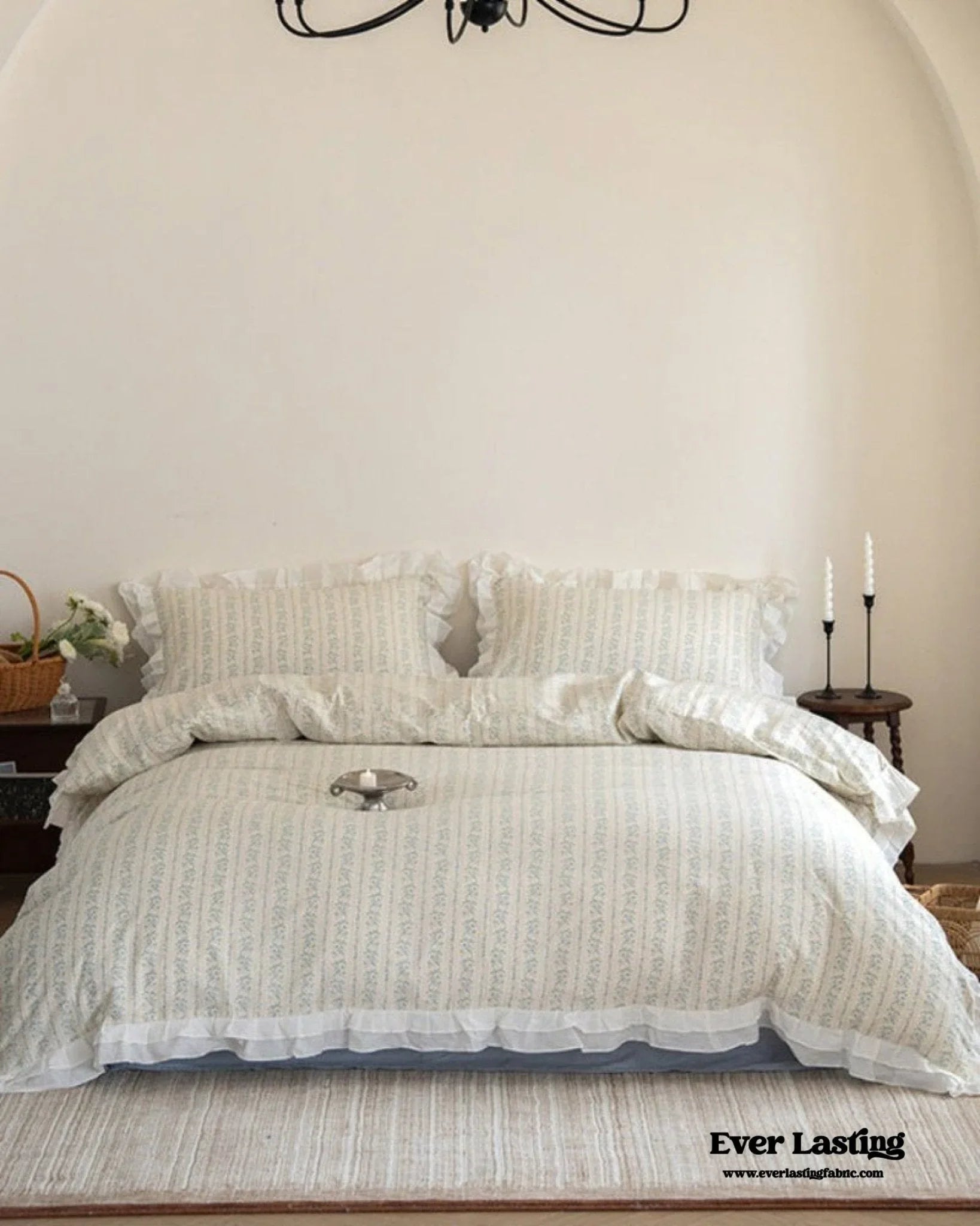 Annie Lace Ruffle Floral Bedding Set / Pink Ever Lasting