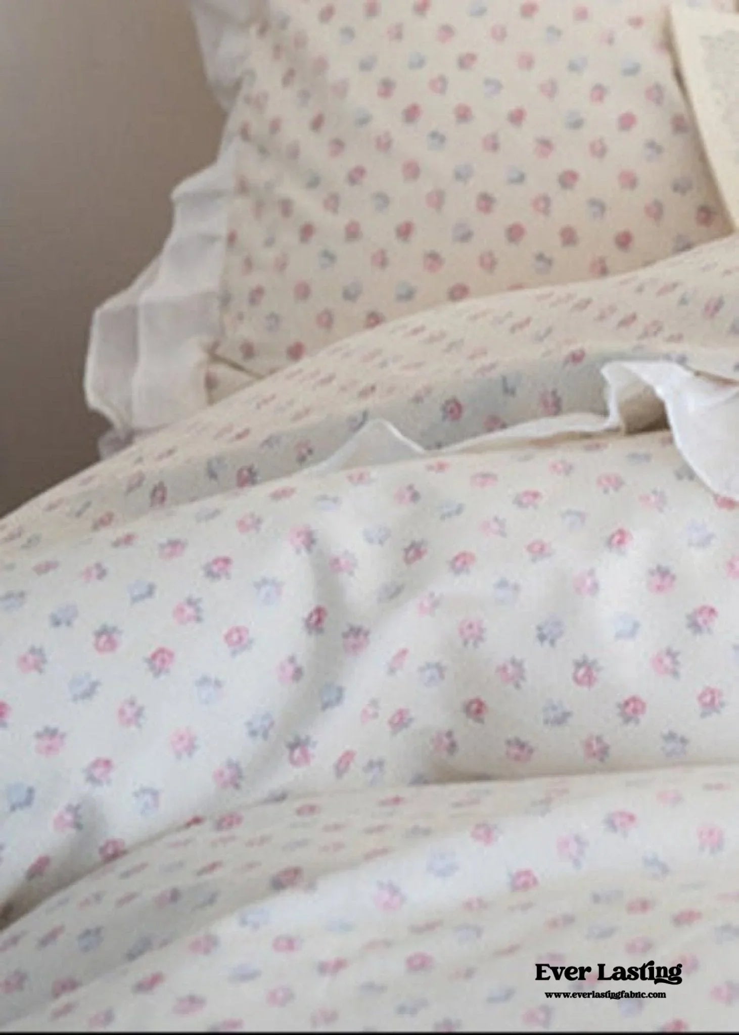 Annie Lace Ruffle Floral Bedding Set / Pink Ever Lasting