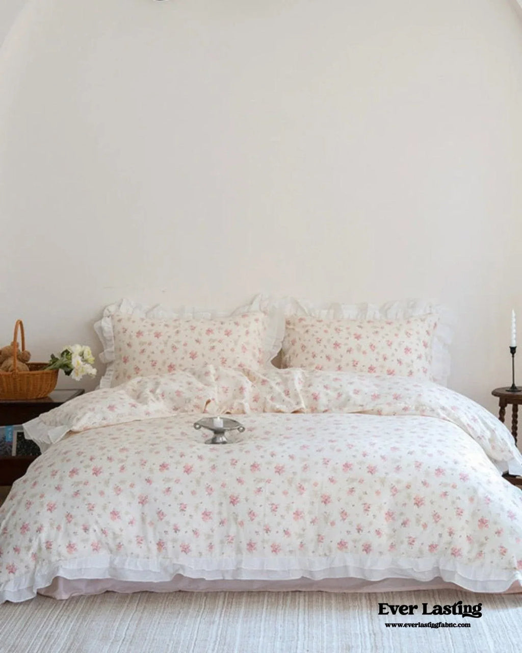 Annie Lace Ruffle Floral Bedding Set / Pink, alternate view - House Of Avana