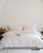 Annie Lace Ruffle Floral Bedding Set / Pink, alternate view - House Of Avana