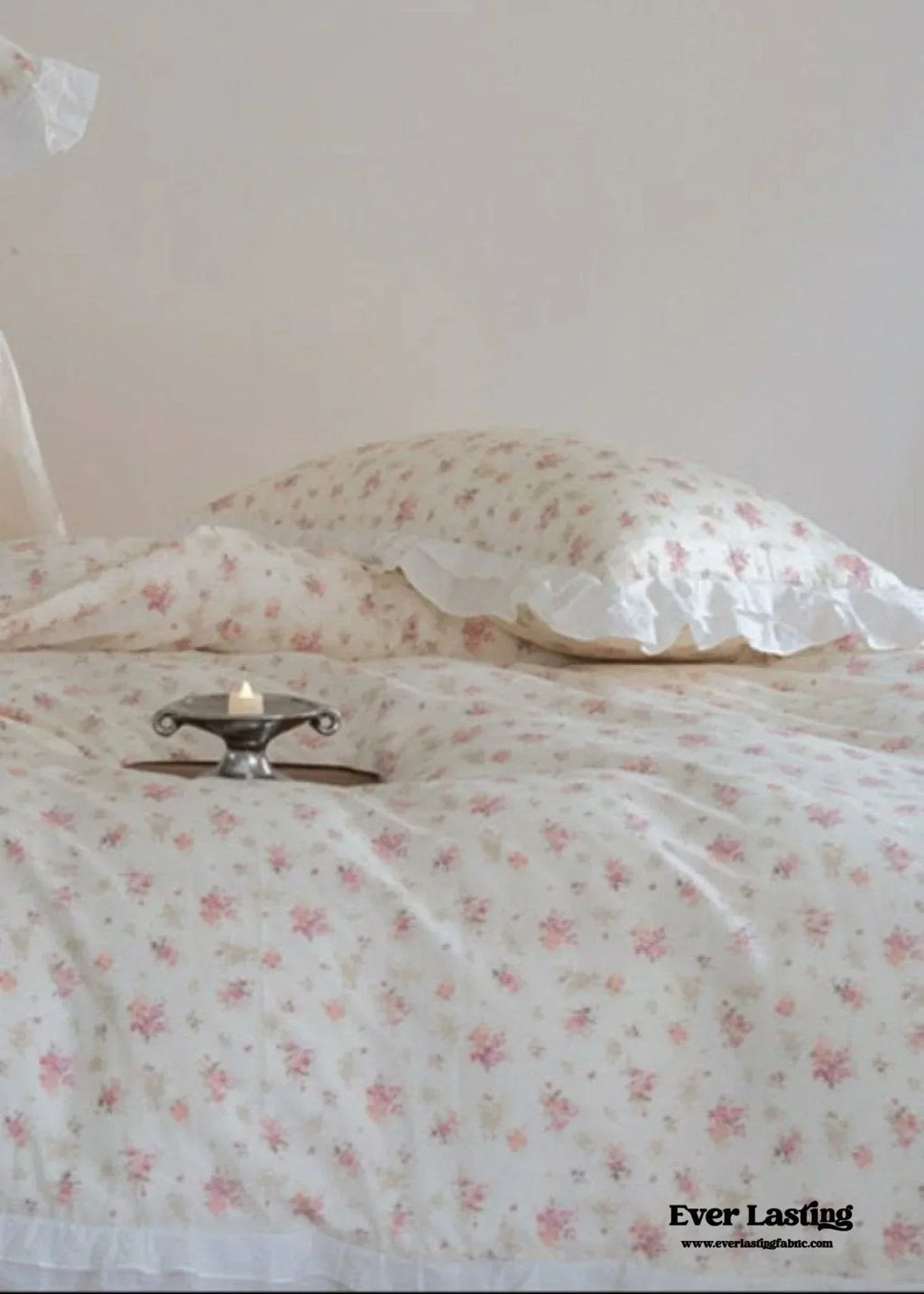 Annie Lace Ruffle Floral Bedding Set / Pink, alternate view - House Of Avana