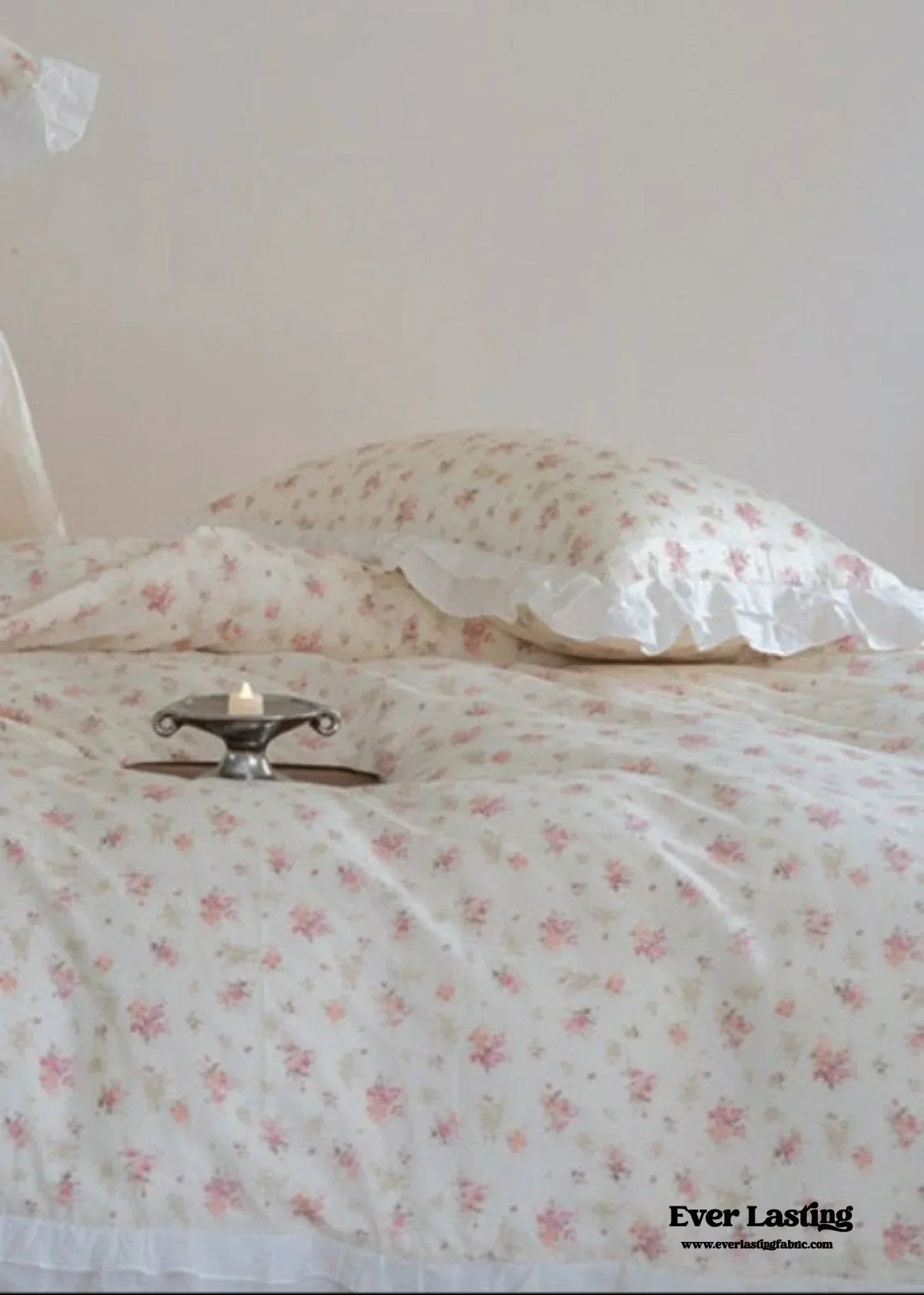Annie Lace Ruffle Floral Bedding Set / Pink, alternate view - House Of Avana