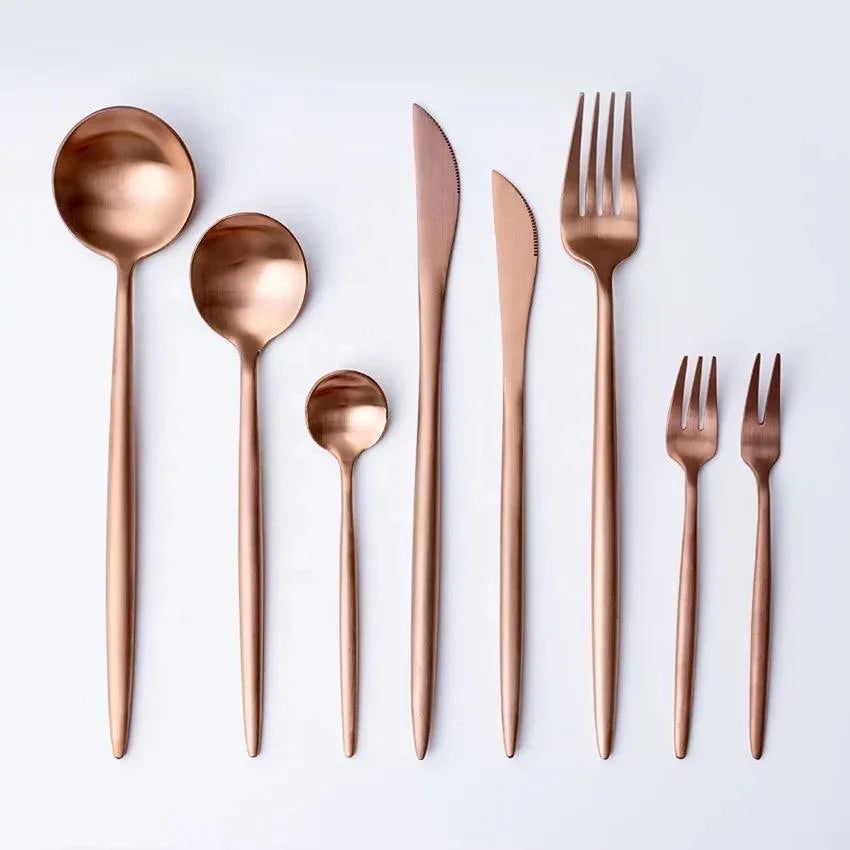 Annie Rose Gold Dessert Flatware, back view - House Of Avana