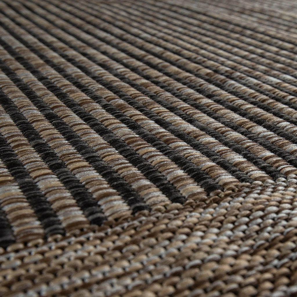 Bordered Outdoor Rug Stilo Rustic Design - Grey Brown RugYourHome
