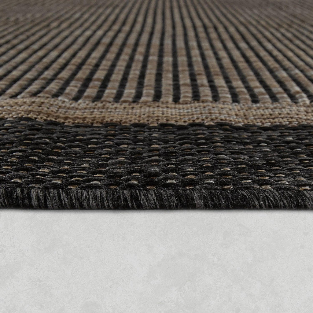 Bordered Outdoor Rug Stilo Rustic Design - Grey Brown RugYourHome