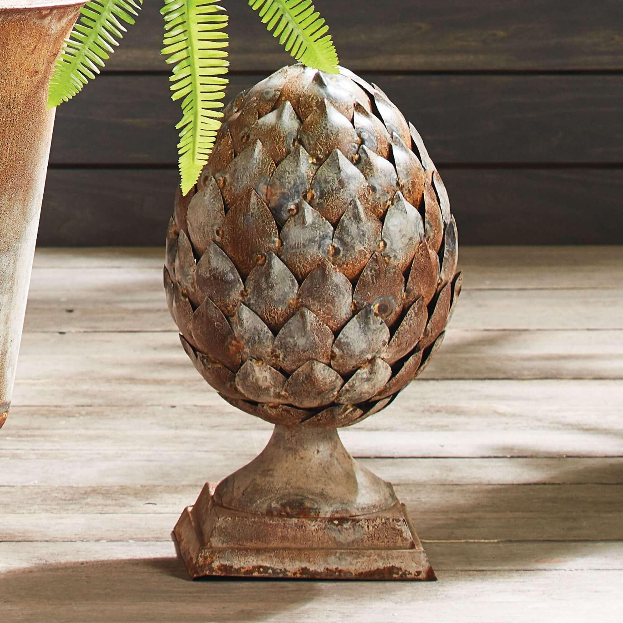 Antique Artichoke Ornament on Pedestal Base Vintage Shopper
