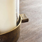 Antique Brass Hurricane Candle Holder with Hammered Glass Vintage Shopper