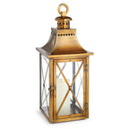 Antique Brass Lantern with Crossbar Glass and Hanging Ring Vintage Shopper