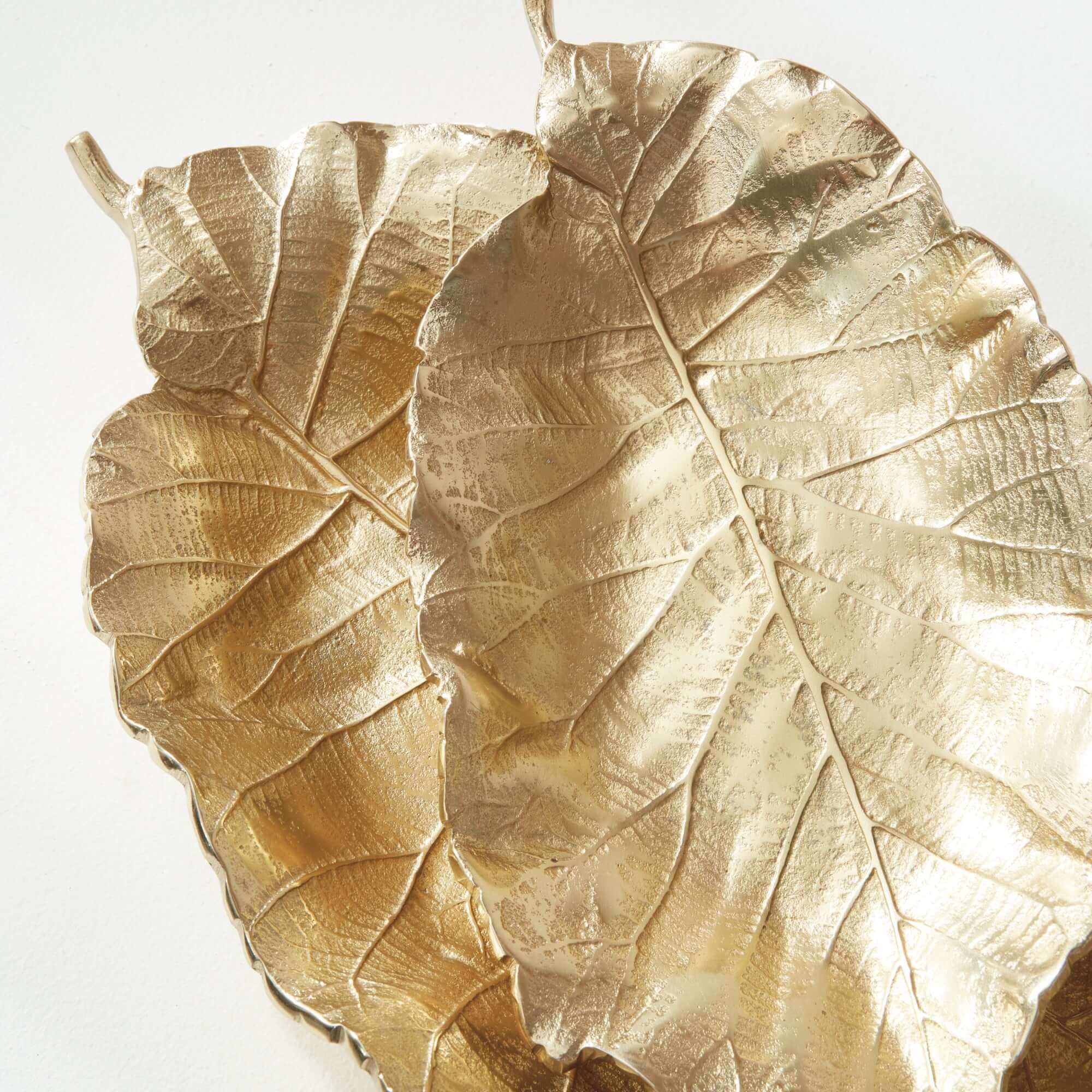 Antique Gold Leaf Shaped Accent Tray Vintage Shopper