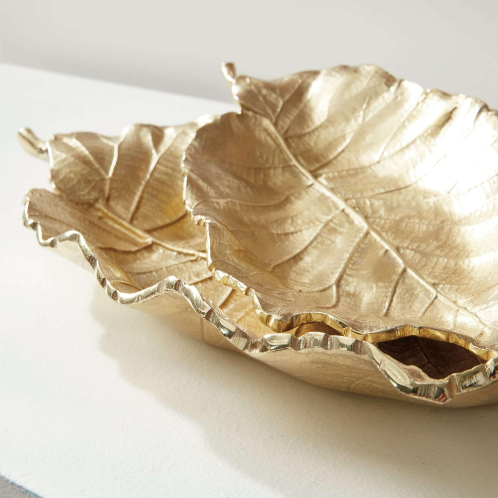 Antique Gold Leaf Shaped Accent Tray Vintage Shopper