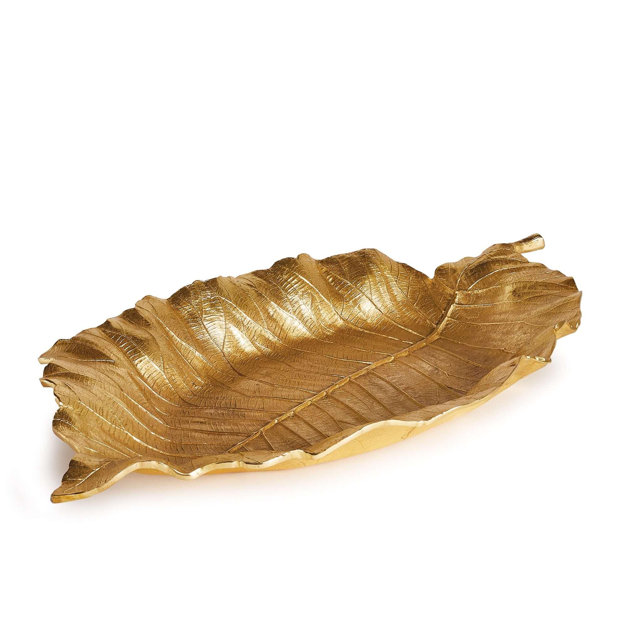 Antique Gold Leaf Shaped Accent Tray Vintage Shopper