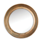 Antique Nickel Round Wall Mirror with Distressed Finish Vintage Shopper