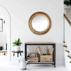 Antique Nickel Round Wall Mirror with Distressed Finish Vintage Shopper