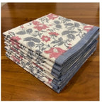 Antique Rose & Charcoal cotton napkin corner detail | handmade Jaipur handicraft table runners table mats napkins hand block India natural colors aesthetics | House of Avana