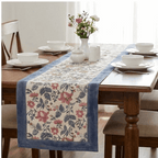 Antique Rose & Charcoal handmade 13-piece cotton table linen set | handmade Jaipur handicraft table runners table mats napkins hand block India natural colors aesthetics | House of Avana [[SKU:HOA-TR-ARCH-004]]
