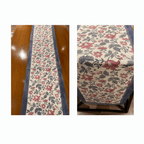 Antique Rose & Charcoal table runner with House of Avana artisan product tags | hand block printed table runners napkins table mats Jaipur handmade handicraft India natural colors | House of Avana [[SKU:HOA-TR-ARCH-004]]