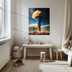 Apocalyptic Explosion – Futuristic City Blast Uv Glass Wall Art- Kafcd101, front view - House Of Avana