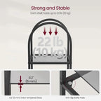 Arched Top Black Metal Display Rack Narrow Bookcase with 5 Glass Storage Shelves