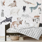 Arctic Animal Friends - Fabric Nursery Wall Art Decals, front view - House Of Avana
