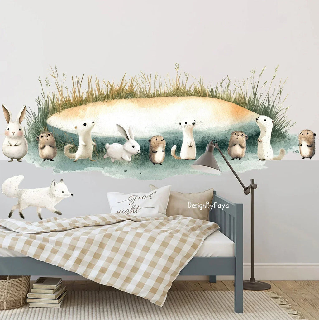 Arctic Animal Friends - Fabric Nursery Wall Art Decals, alternate view - House Of Avana