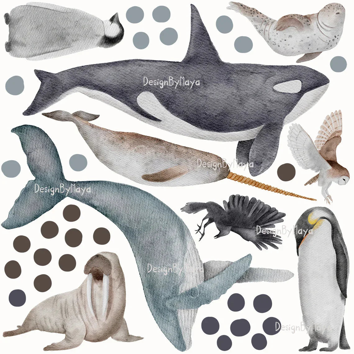 Arctic Animal Friends - Fabric Nursery Wall Art Decals, detail shot - House Of Avana
