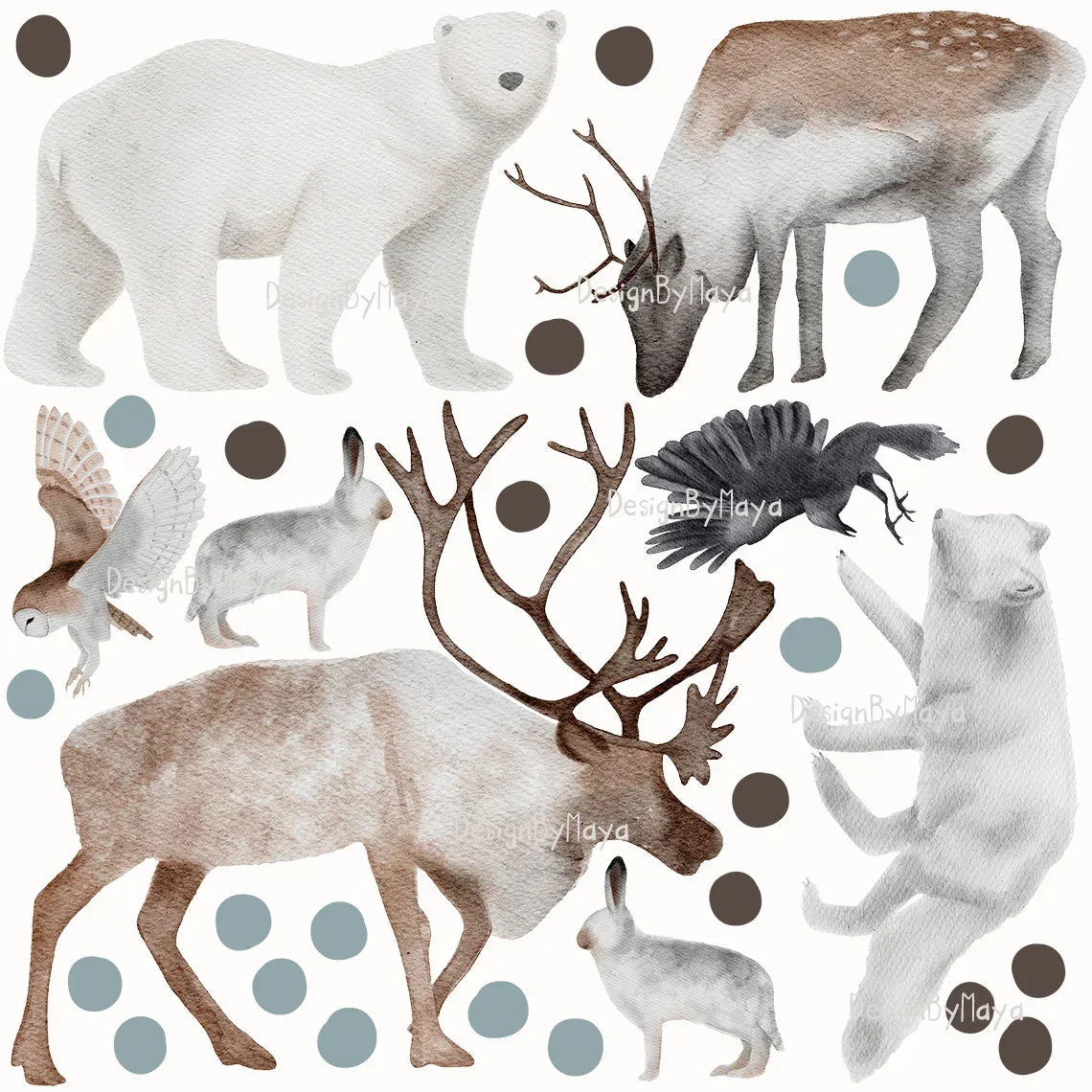 Arctic Animal Friends - Fabric Nursery Wall Art Decals, lifestyle image - House Of Avana