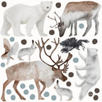 Arctic Animal Friends - Fabric Nursery Wall Art Decals, angled view - House Of Avana