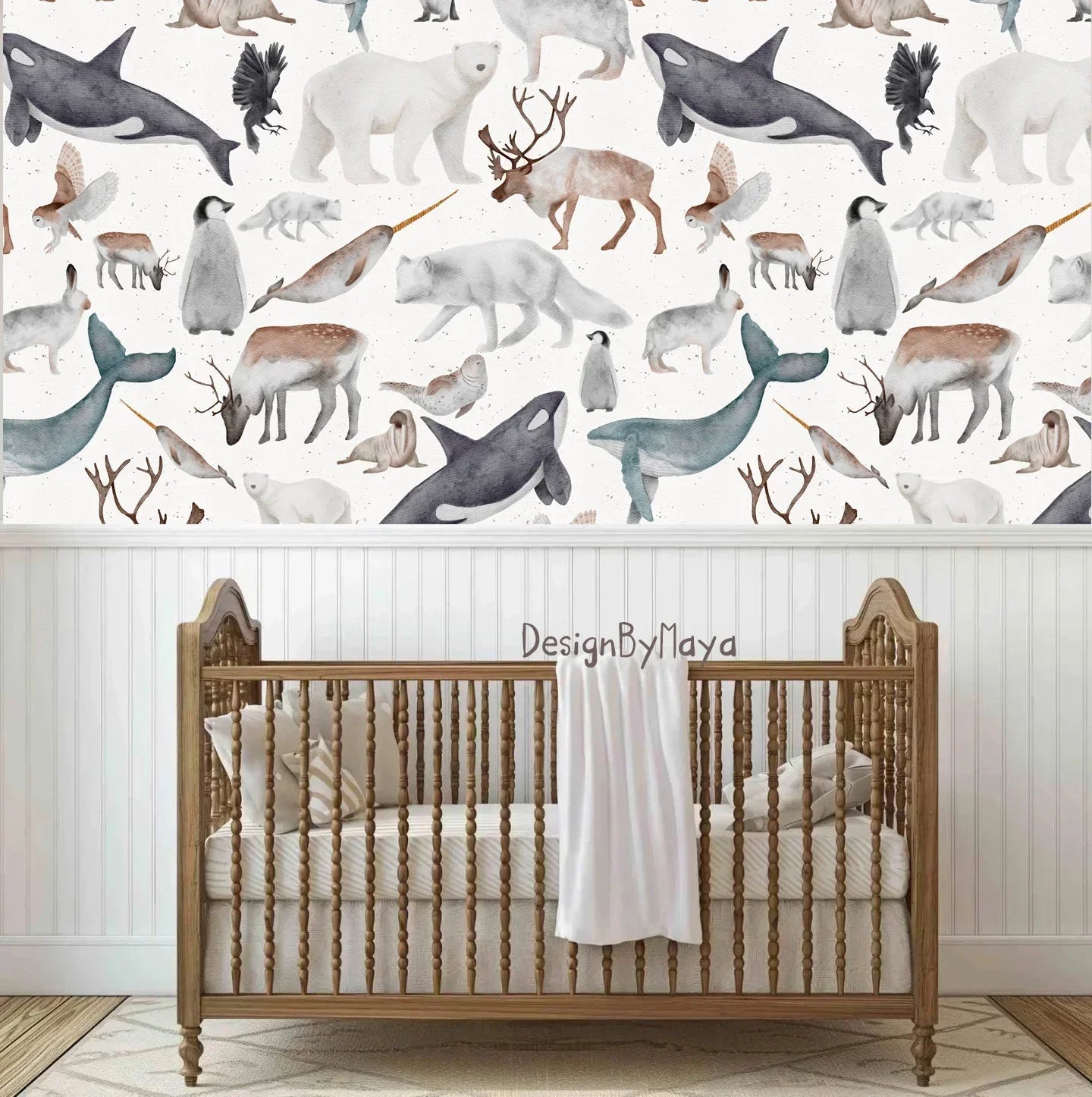 Arctic Animals Wallpaper - Nursery Wall Decor Wallpapers, front view - House Of Avana