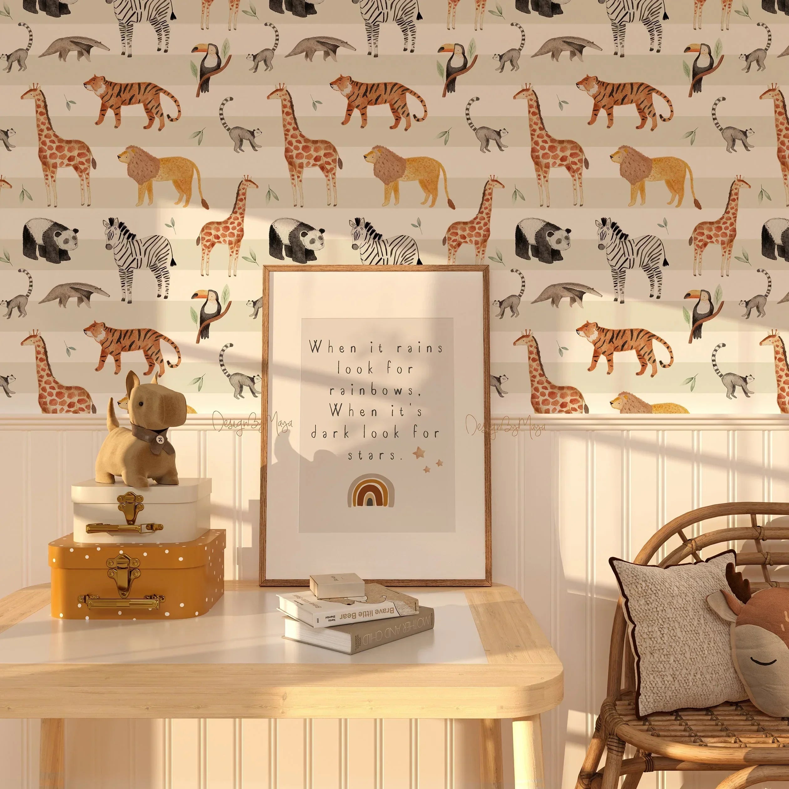 Arctic Animals Wallpaper - Nursery Wall Decor Wallpapers, dimensions view - House Of Avana