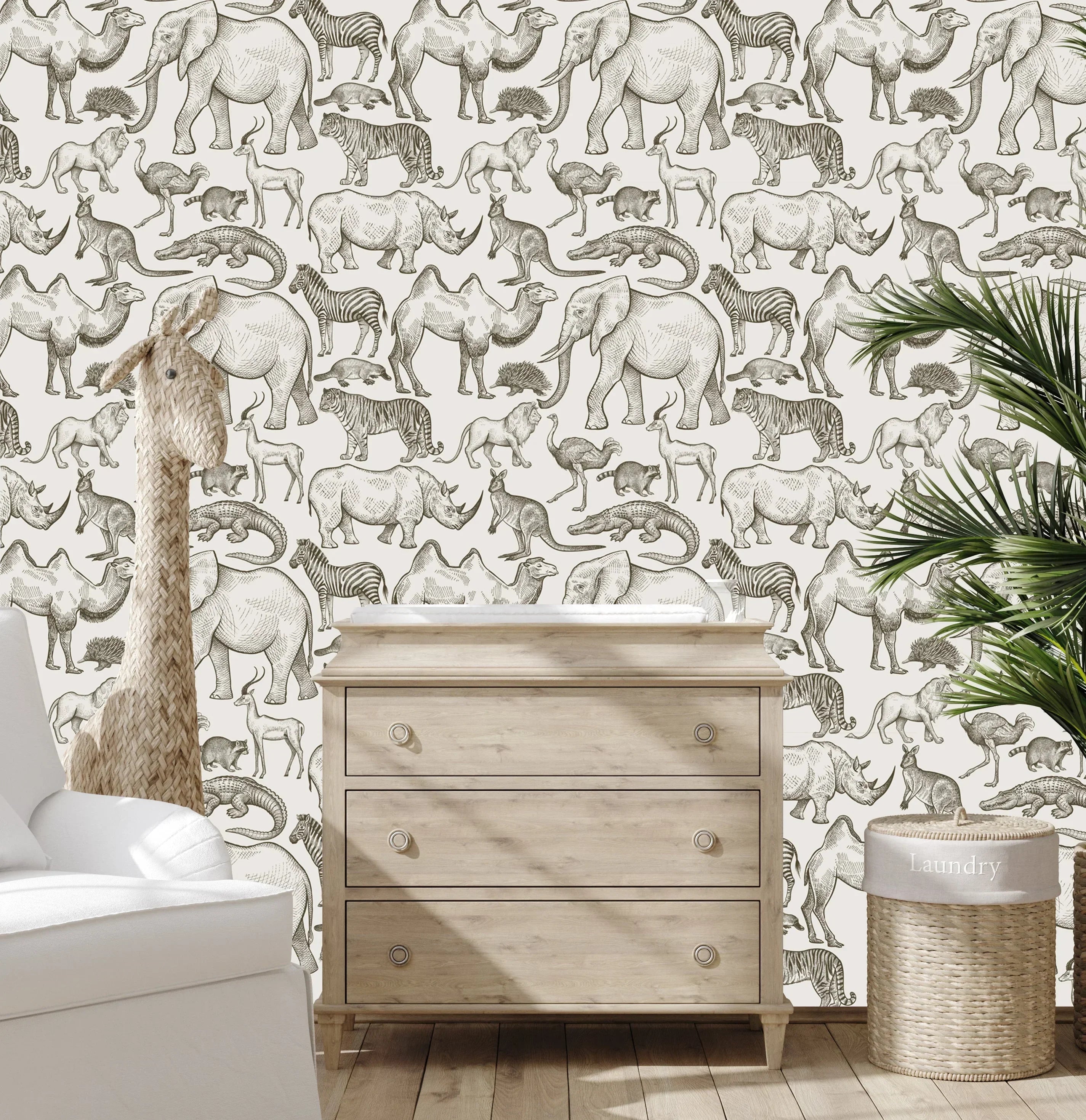 Arctic Animals Wallpaper - Nursery Wall Decor Wallpapers, angled view - House Of Avana